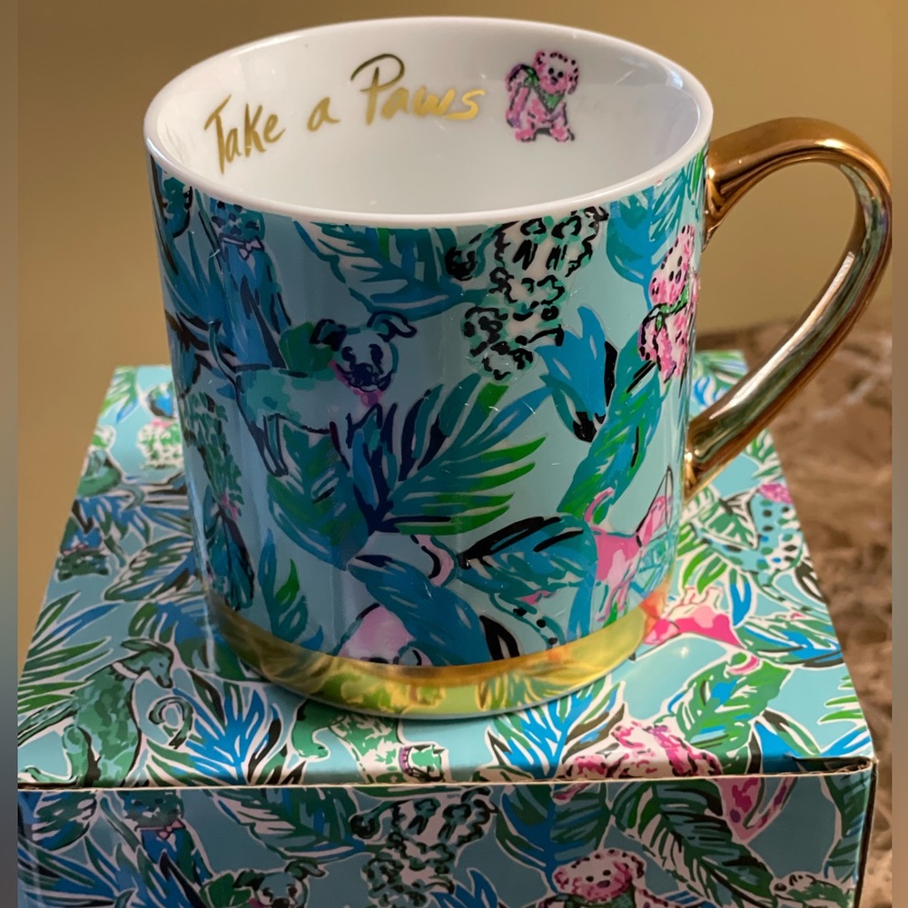 NWT Lilly Pulitzer Barking Up the Palm Tree Mug
